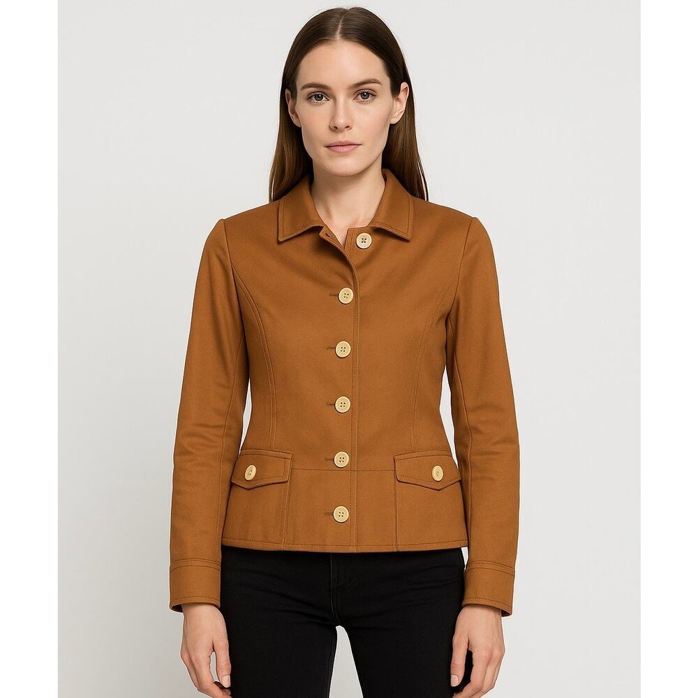 Salvatore Ferragamo Rust Orange Cotton Blend Blazer Jacket Size 10